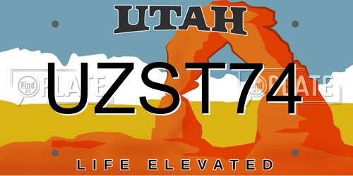 UZST74 Utah License Plate