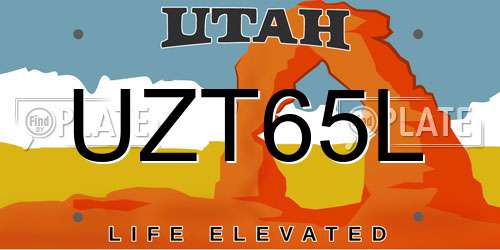 UZT65L Utah License Plate