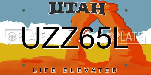 UZZ65L Utah License Plate