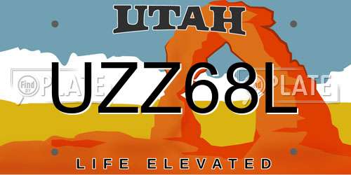 UZZ68L Utah License Plate