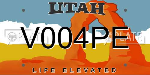 V004PE Utah License Plate
