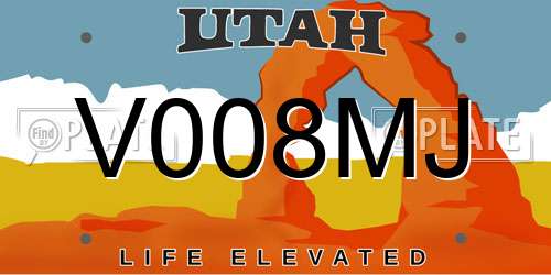 V008MJ Utah License Plate
