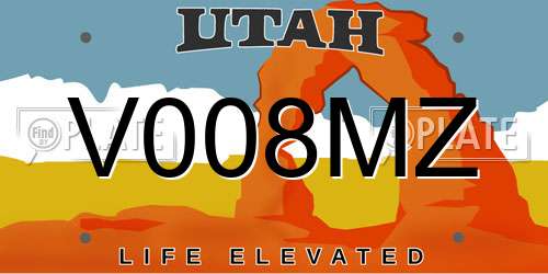 V008MZ Utah License Plate