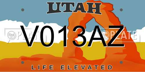V013AZ Utah License Plate