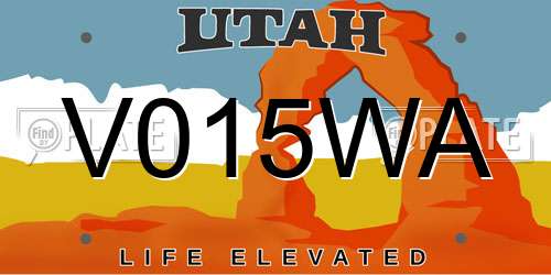 V015WA Utah License Plate