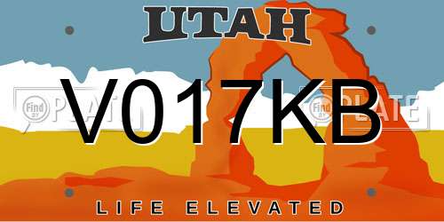 V017KB Utah License Plate