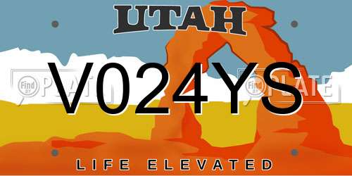 V024YS Utah License Plate