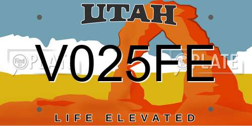 V025FE Utah License Plate