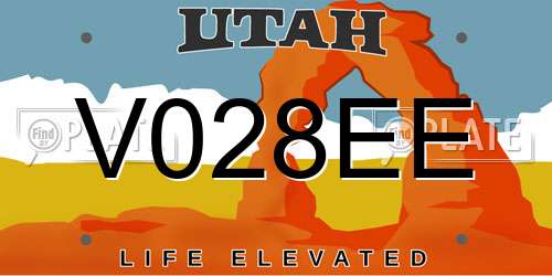 V028EE Utah License Plate