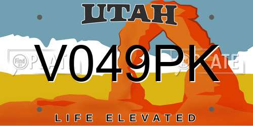 V049PK Utah License Plate