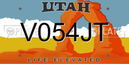 V054JT Utah License Plate