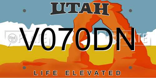 V070DN Utah License Plate