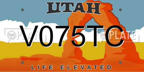 V075TC Utah License Plate