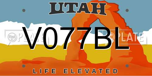 V077BL Utah License Plate
