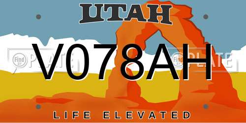 V078AH Utah License Plate