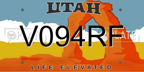 V094RF Utah License Plate