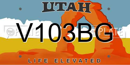 V103BG Utah License Plate