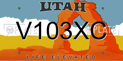 V103XC Utah License Plate