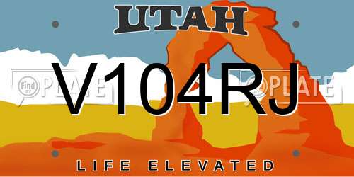 V104RJ Utah License Plate