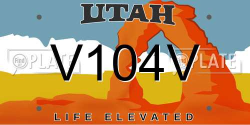 V104V Utah License Plate