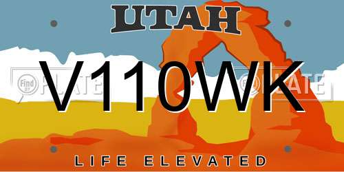 V110WK Utah License Plate