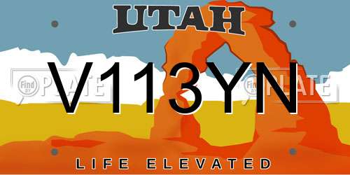 V113YN Utah License Plate
