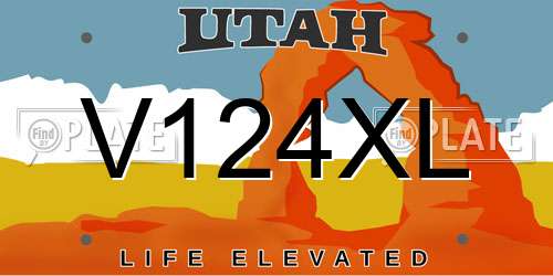V124XL Utah License Plate