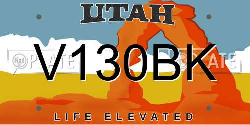 V130BK Utah License Plate