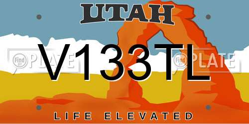 V133TL Utah License Plate