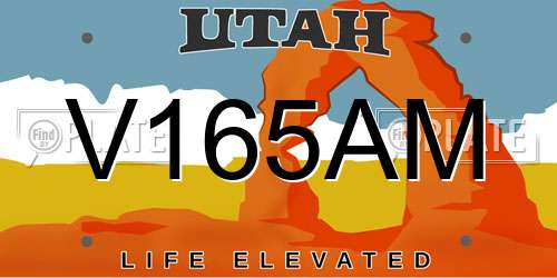 V165AM Utah License Plate
