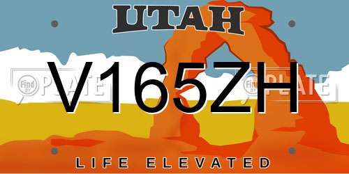 V165ZH Utah License Plate
