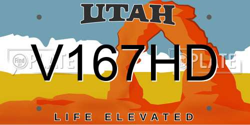 V167HD Utah License Plate
