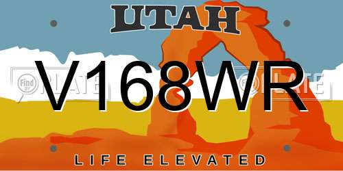 V168WR Utah License Plate