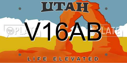 V16AB Utah License Plate