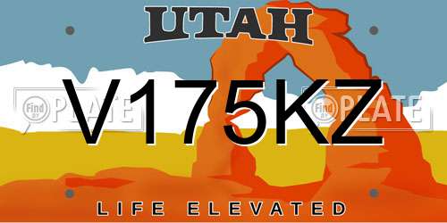 V175KZ Utah License Plate