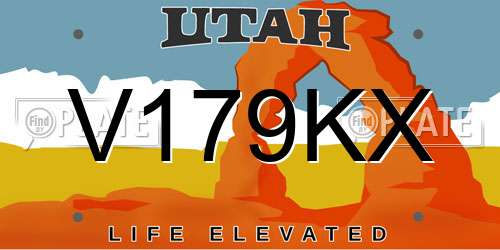 V179KX Utah License Plate