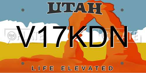 V17KDN Utah License Plate