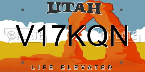 V17KQN Utah License Plate