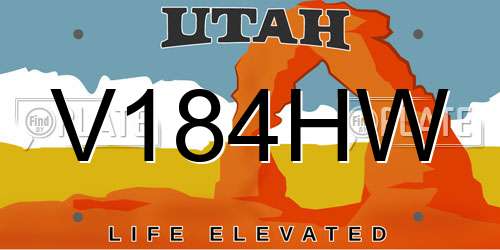 V184HW Utah License Plate