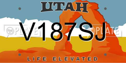 V187SJ Utah License Plate