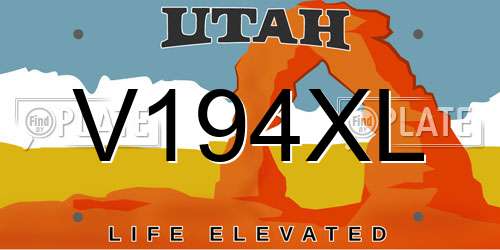 V194XL Utah License Plate
