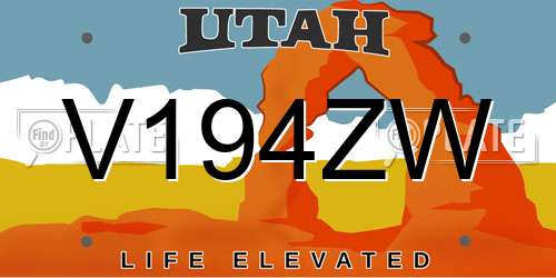 V194ZW Utah License Plate