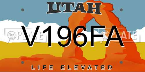 V196FA Utah License Plate
