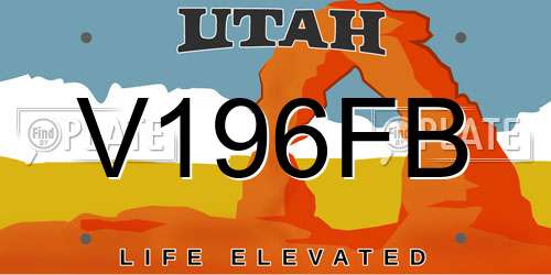 V196FB Utah License Plate