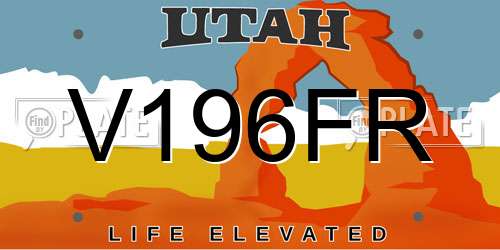 V196FR Utah License Plate