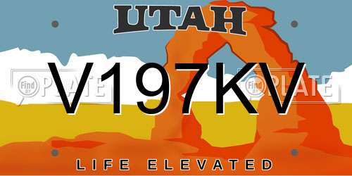 V197KV Utah License Plate
