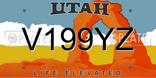 V199YZ Utah License Plate