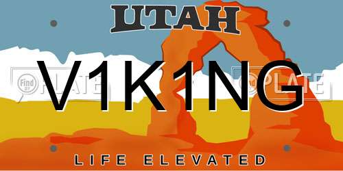 V1K1NG Utah License Plate