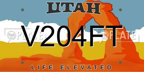 V204FT Utah License Plate