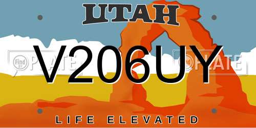 V206UY Utah License Plate